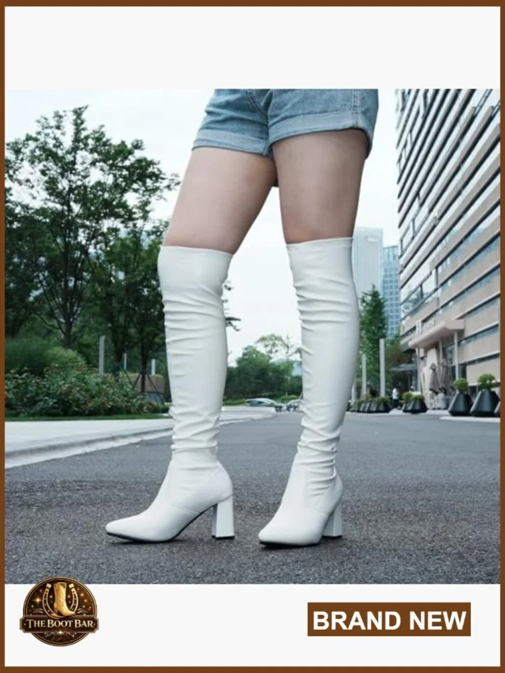 Thigh High Over the Knee Boots Pointed Toe Block Heel Fall Fashion Vegan Leather